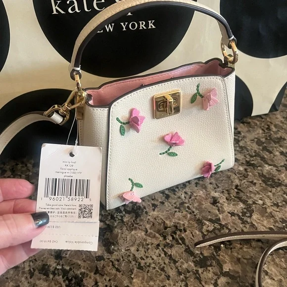 Kate Spade White and Pink Floral Handbag - Picture 2 of 4